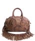 Natural Cervo Patch Bauletto Fringe Bag, front view